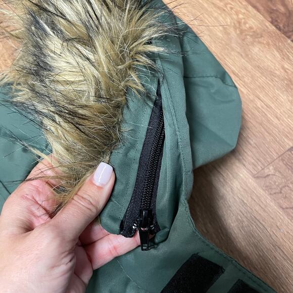 Swiss Cross Weather Gear Baby Boys Green Puffer Coat Faux Fur Trim Hood 24M - Picture 5 of 10